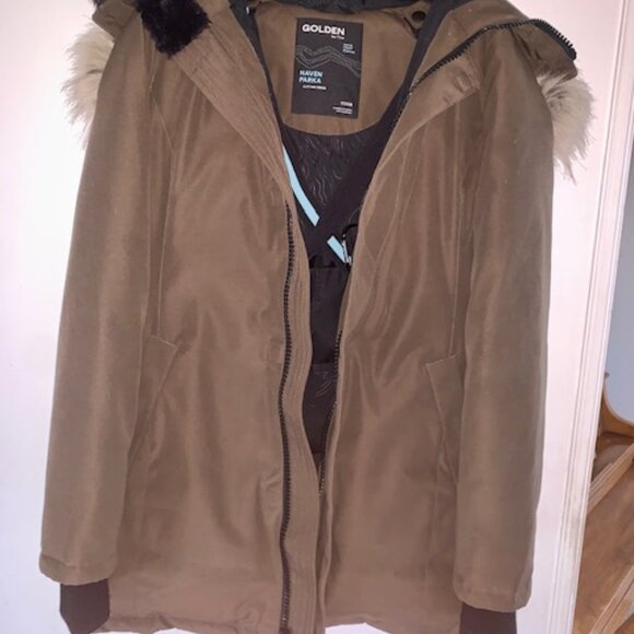 GOLDEN by Tna Waterproof Canvas Haven Parka In Dark Olive Size M - Picture 7 of 7
